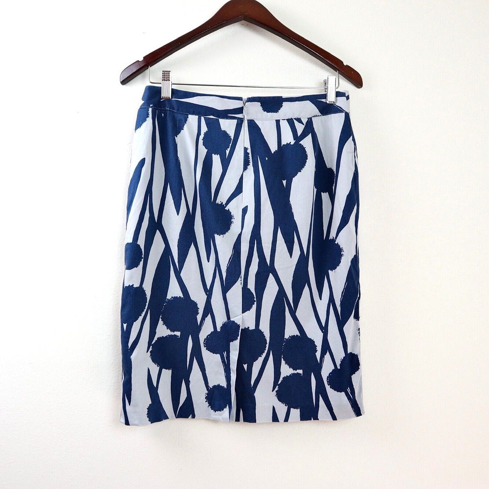 Boden Cotton Sateen Pencil Skirt Dandelion Print Blue Gray Altered* - Picture 3 of 9